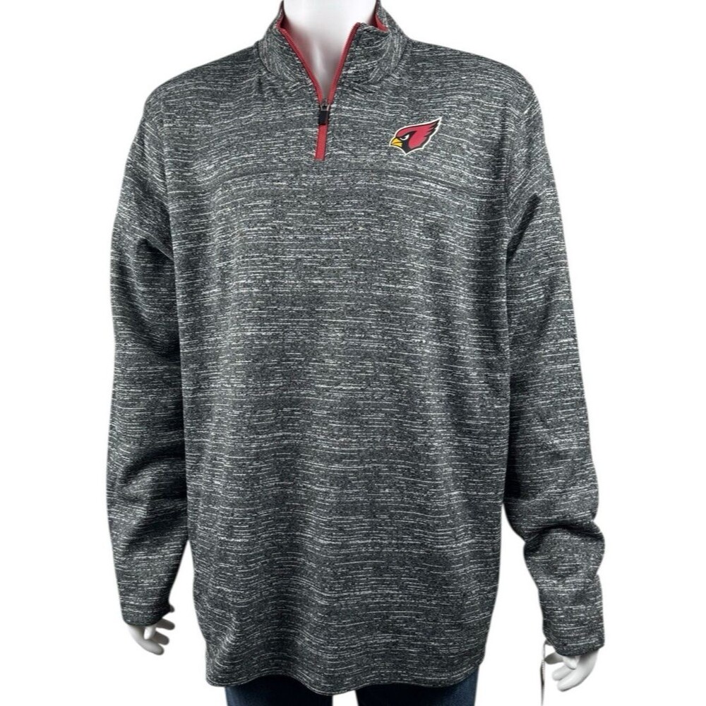 Arizona Cardinals Mens 2XL Pull Over Sweater NFL Team Apparel 1/4 Zip Gray XXL
